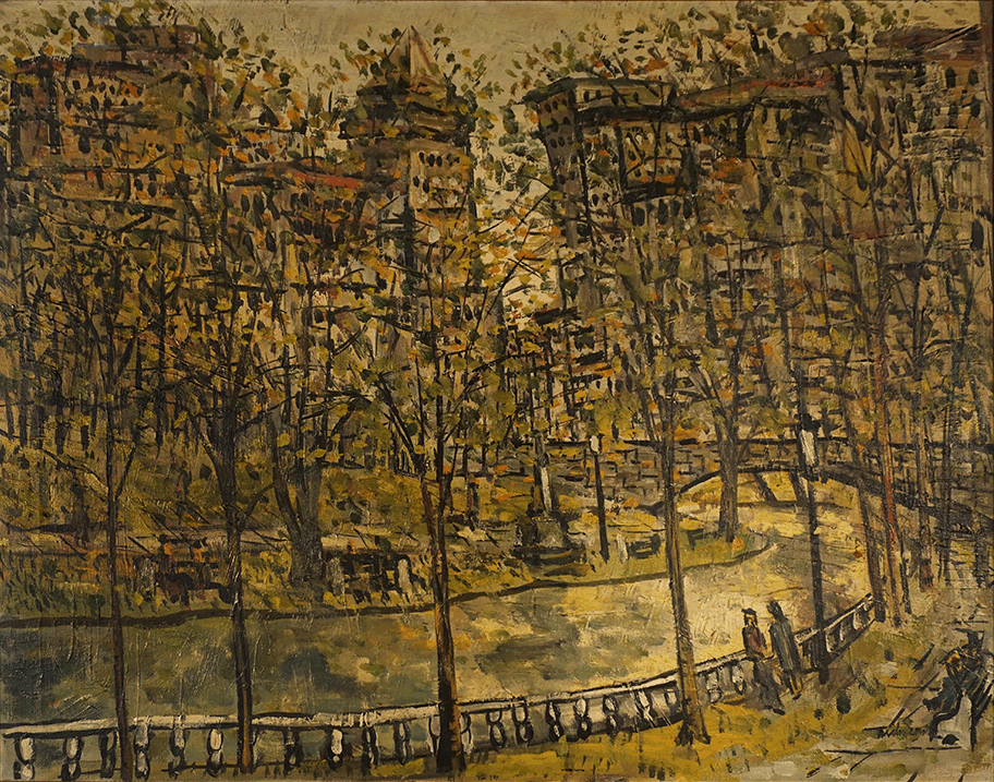 Cityscape with River and bridge in spring